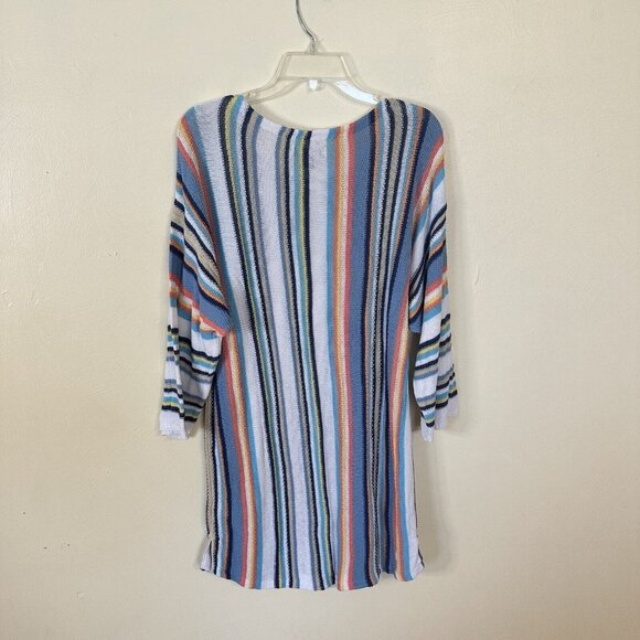 Chaps Multi Colored Tunic Top Linen Cotton Sweater Size 2X Womens Beach Cover Up - Picture 8 of 11